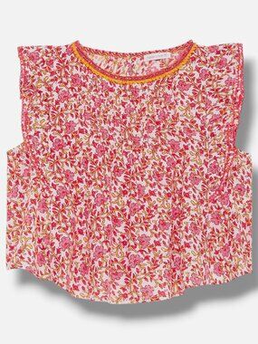 Poupette St Barth Kid's Girl's Pink Floral Amber Blouse Size 10